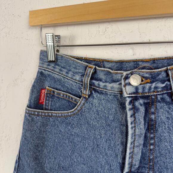 Vintage 90s Bongo High Waisted Denim Jean Shorts Blue USA Size 7 25x3.5 Grunge - Picture 3 of 4